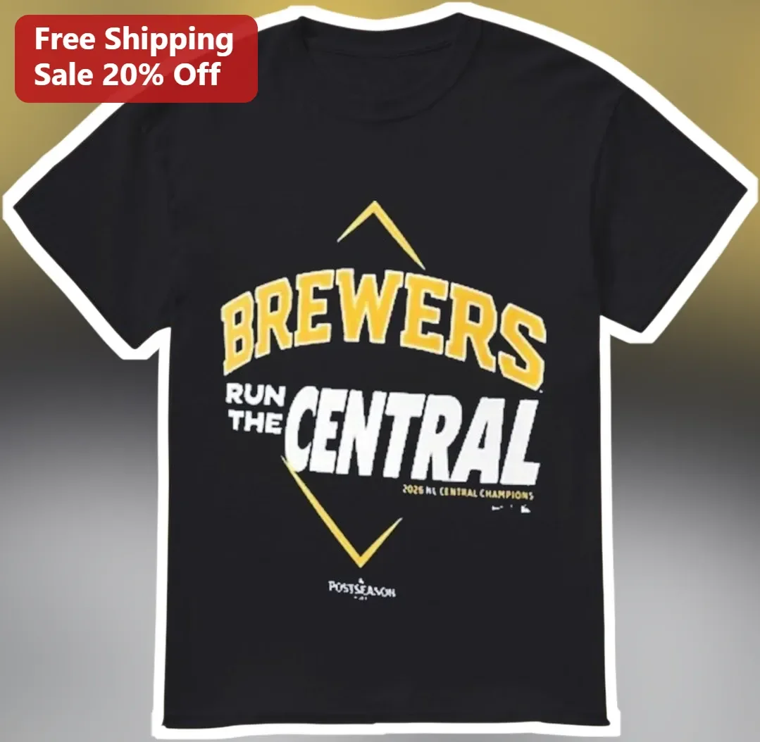Brewers Run The Central 2025 NL Central Champions Tee Milwaukee Brewers Fan Gear