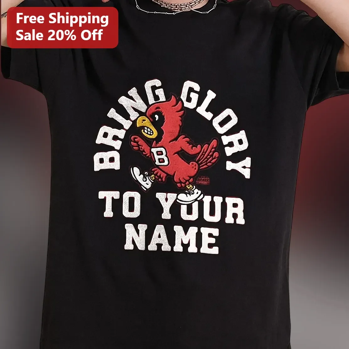 Bring Glory Tee Vintage Cardinal Mascot Graphic T-Shirt Personalized Faith Apparel for Men and Kids