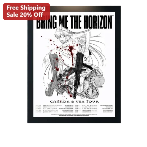 Bring Me The Horizon Canada USA Tour Poster Anime Style Metal Band Wall Art Decor
