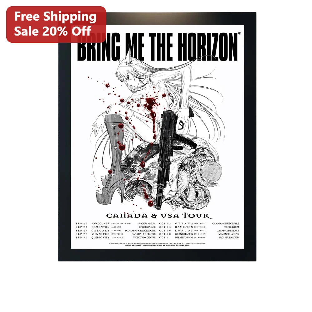 Bring Me The Horizon Canada USA Tour Poster Anime Style Metal Band Wall Art Decor