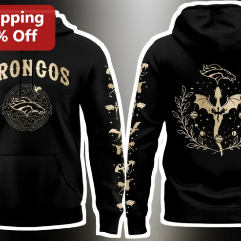 Broncos Hoodie Fantasy Dragon Vintage Crest Black Pullover for Men Women Game Day Apparel