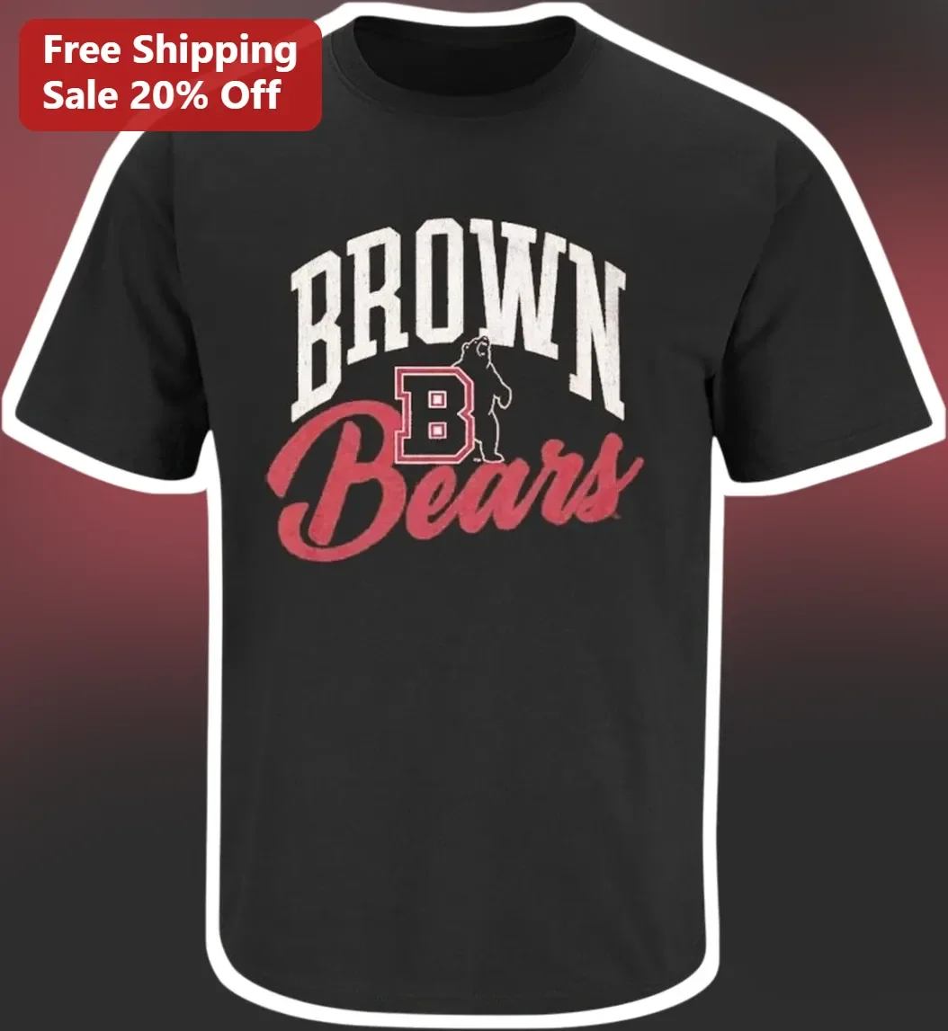 Brown Bears Vintage Collegiate Graphic Tee Black Distressed Ivy League Style Shirt