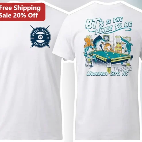 BT's Is The Place To Be Morehead City NC Tee Vintage Beach Bar Souvenir Shirt
