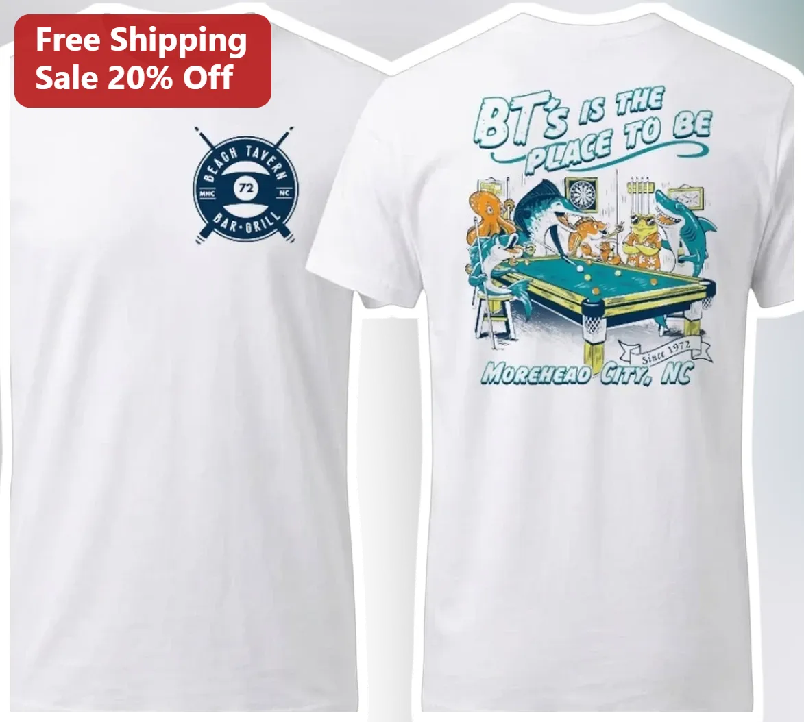 BT's Is The Place To Be Morehead City NC Tee Vintage Beach Bar Souvenir Shirt