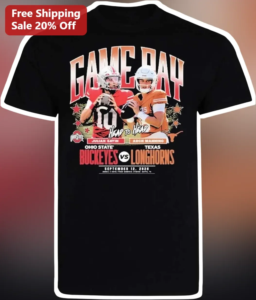 Buckeyes vs Longhorns Head to Head Game Day Tee College Football Rivalry Shirt