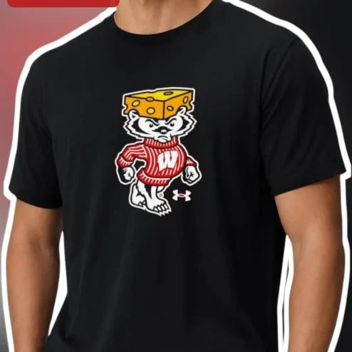 Bucky Badger Wisconsin Badgers Cheesehead Graphic Tee for Men Women College Football Fan Gear