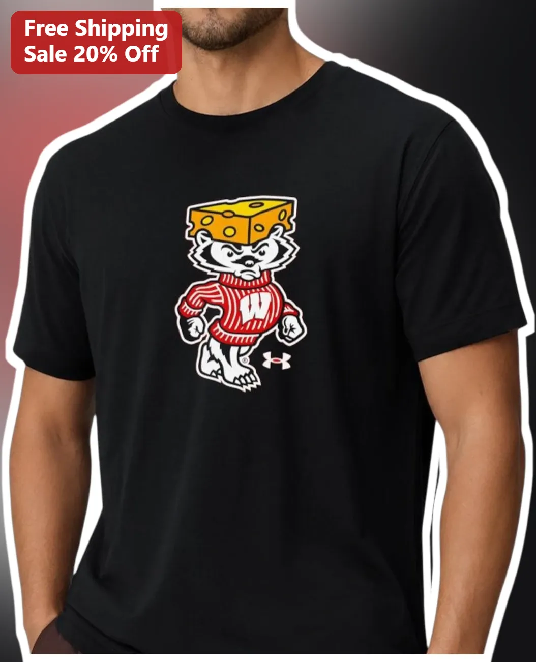 Bucky Badger Wisconsin Badgers Cheesehead Graphic Tee for Men Women College Football Fan Gear