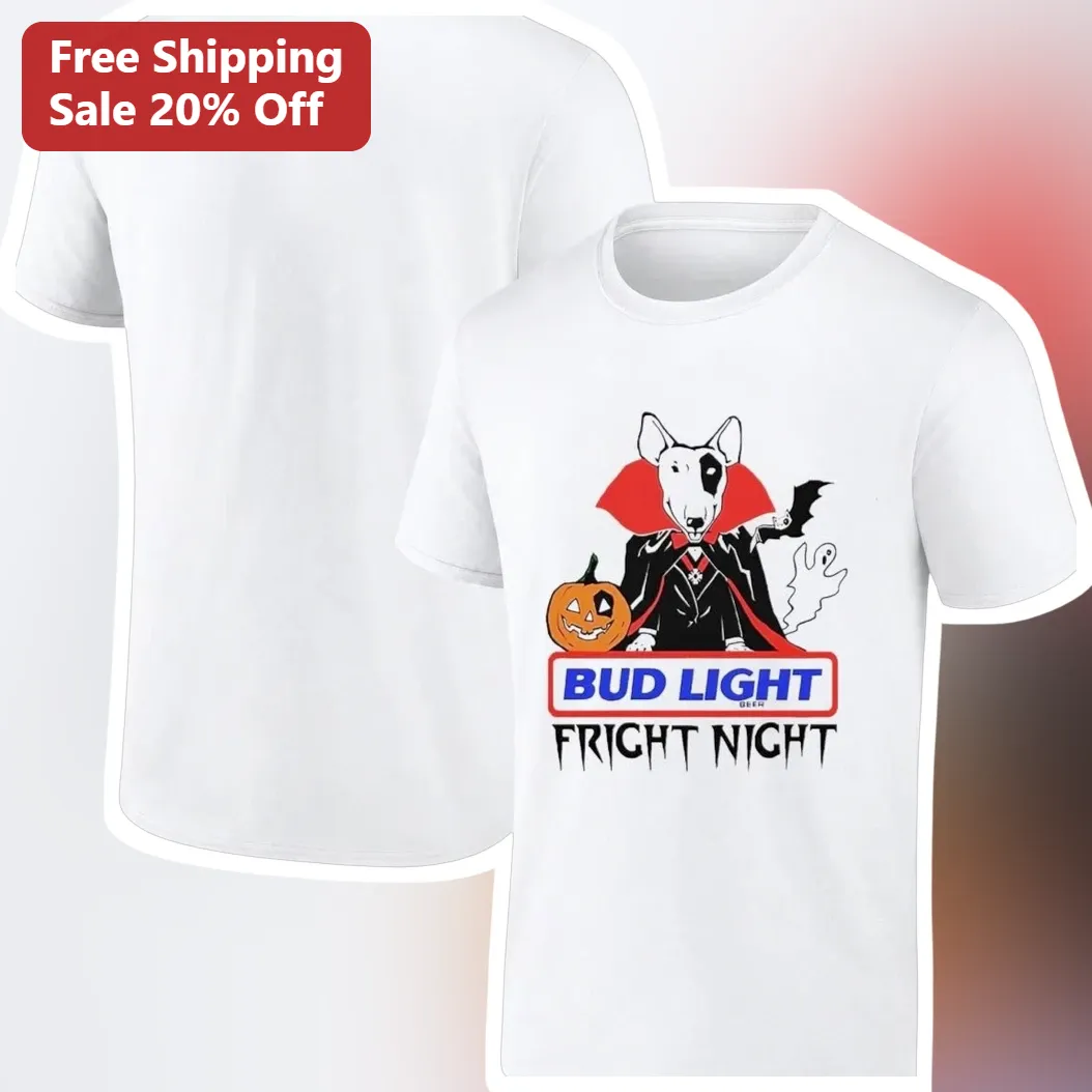 Bud Light Fright Night Bull Terrier Vampire Halloween Graphic Tee