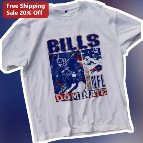 Buffalo Bills Attack Dominate Vintage Distressed Graphic Tee NFL Fan Apparel