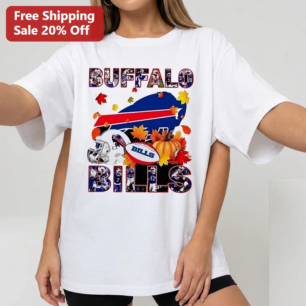 Buffalo Bills Fall Football Season Tee Autumn Pumpkin Game Day Graphic Shirt for Fans