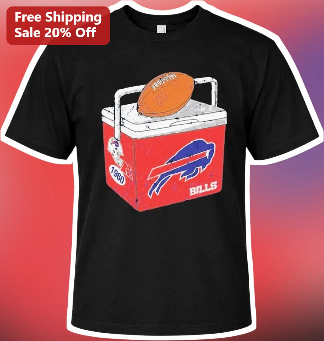 Buffalo Bills Vintage Retro Football Cooler Graphic Tee for Men Women NFL Fans