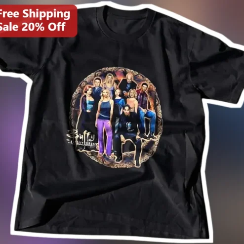Buffy the Vampire Slayer Ensemble Cast Graphic Tee Retro 90s TV Show Merch Gift