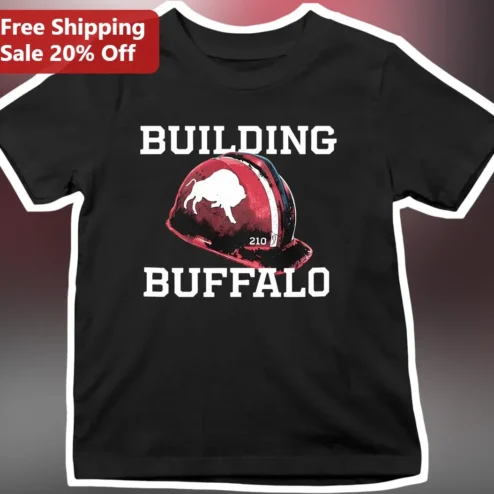 Building Buffalo Firefighter Helmet Graphic Tee Black Cotton Shirt