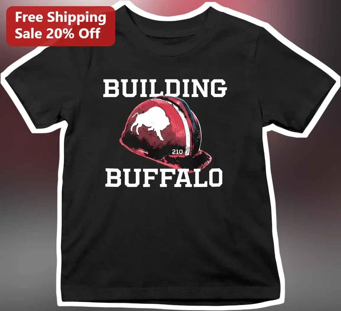 Building Buffalo Firefighter Helmet Graphic Tee Black Cotton Shirt
