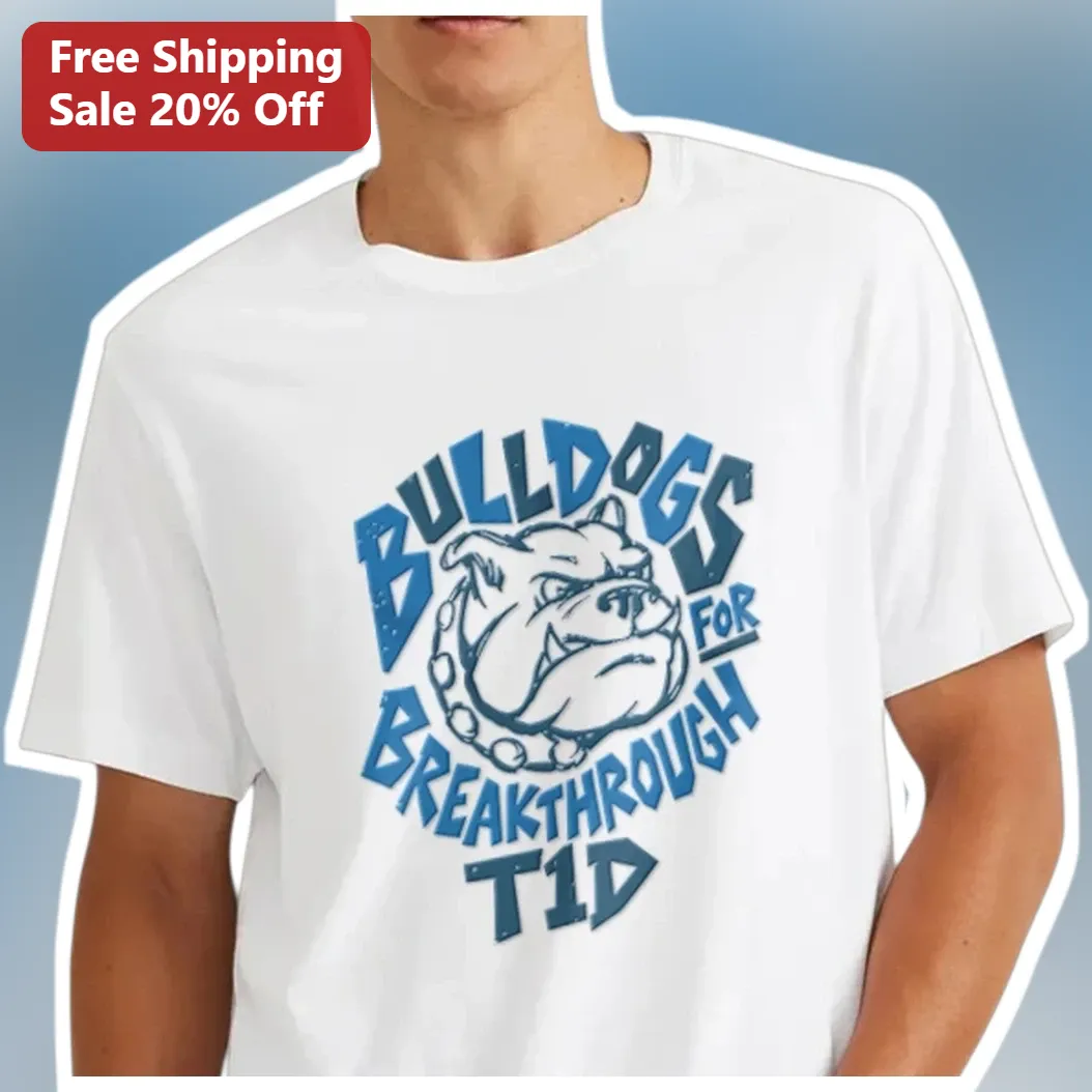 Bulldogs For Breakthrough T1D Awareness Graphic Tee Type 1 Diabetes Support Gift