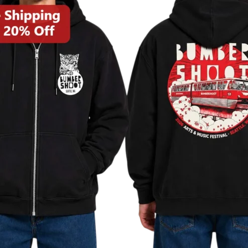 Bumbershoot Seattle Arts Music Festival Hoodie Vintage Monorail Graphic Zip Up