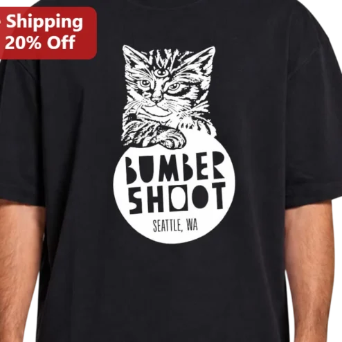 Bumbershoot Seattle WA Tee Third Eye Cat Woodcut Music Arts Festival Graphic Shirt