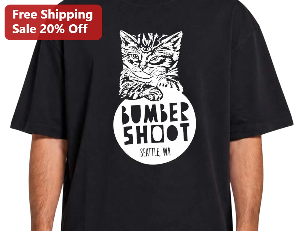 Bumbershoot Seattle WA Tee Third Eye Cat Woodcut Music Arts Festival Graphic Shirt