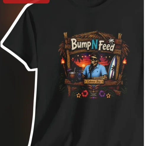 Bump N Feed Cabana Boy Graphic Tee Tropical Skeleton Beach Party Shirt