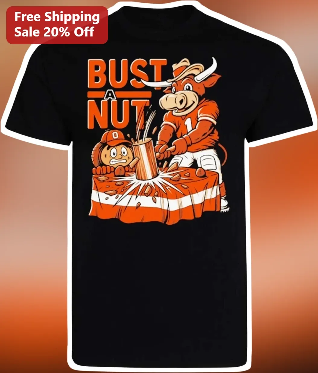 Bust A Nut Funny Football Mascot Graphic Tee for Men