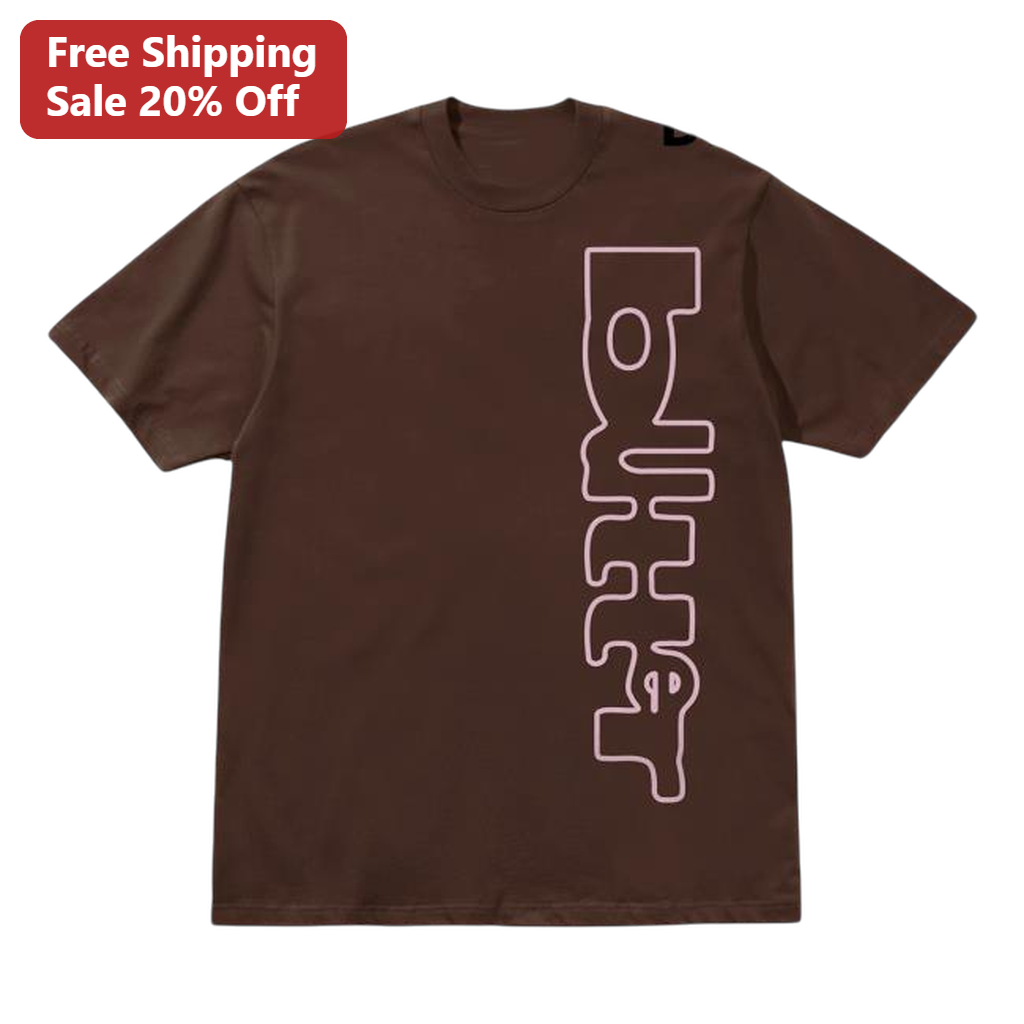 Butter Tee Vertical Graphic Streetwear T-Shirt Light Pink Text Shirt