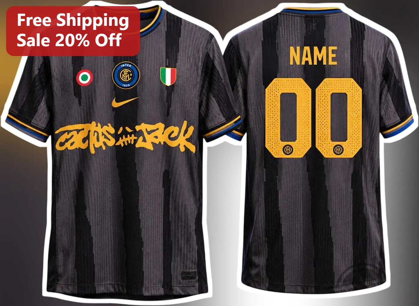 Cactus Jack Travis Scott Inter Milan Soccer Jersey Graphic Tee