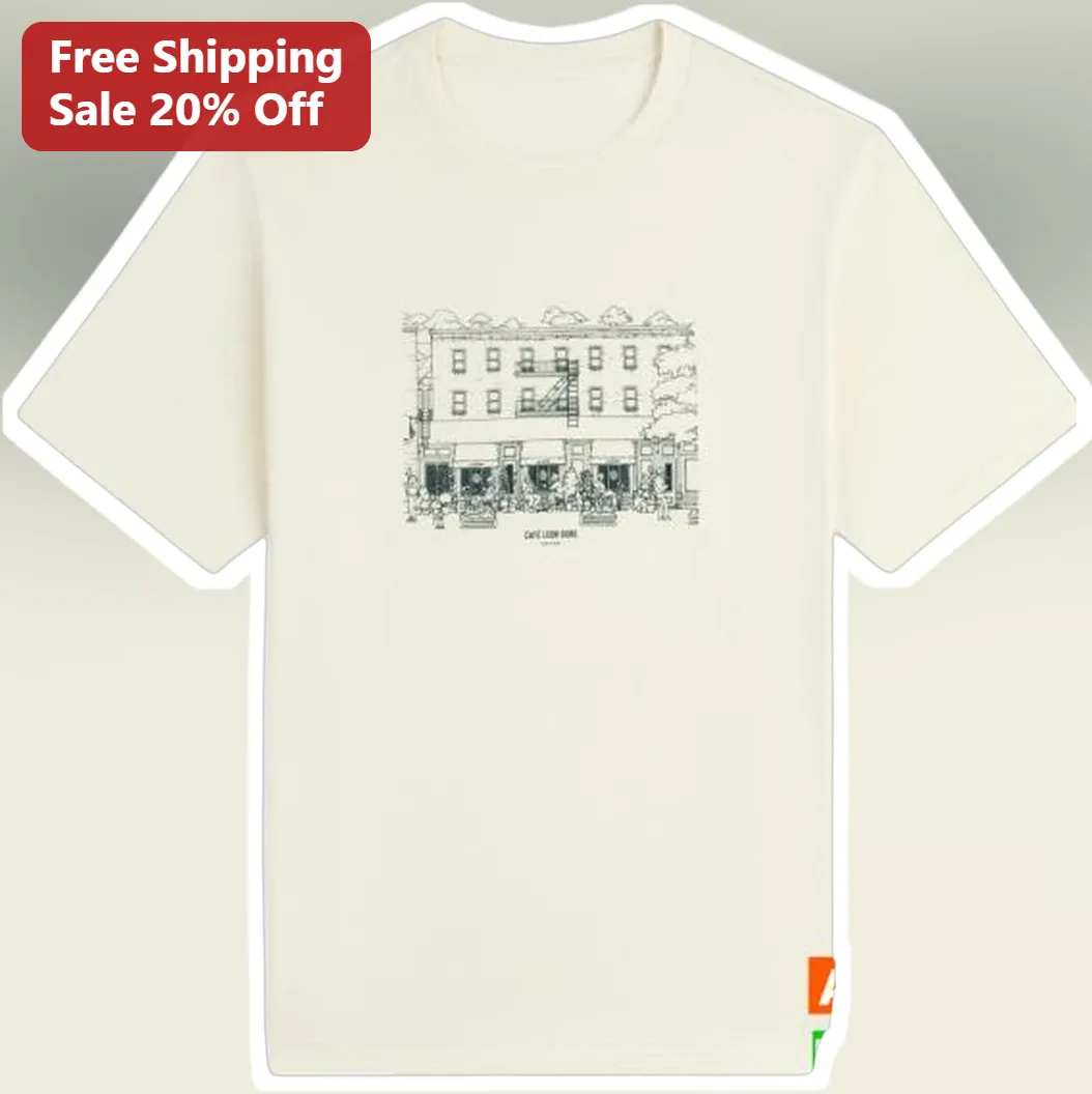 Café Leon Dore NYC Building Facade Line Art Graphic Tee