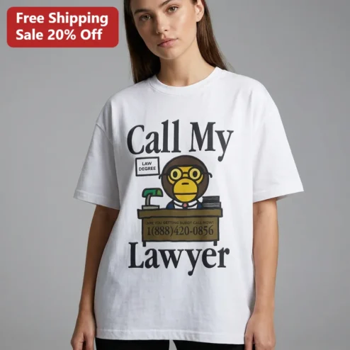 Call My Lawyer Tee Funny Cartoon Monkey Attorney Gift for Lawyers and Law Students