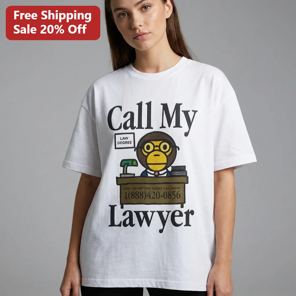 Call My Lawyer Tee Funny Cartoon Monkey Attorney Gift for Lawyers and Law Students