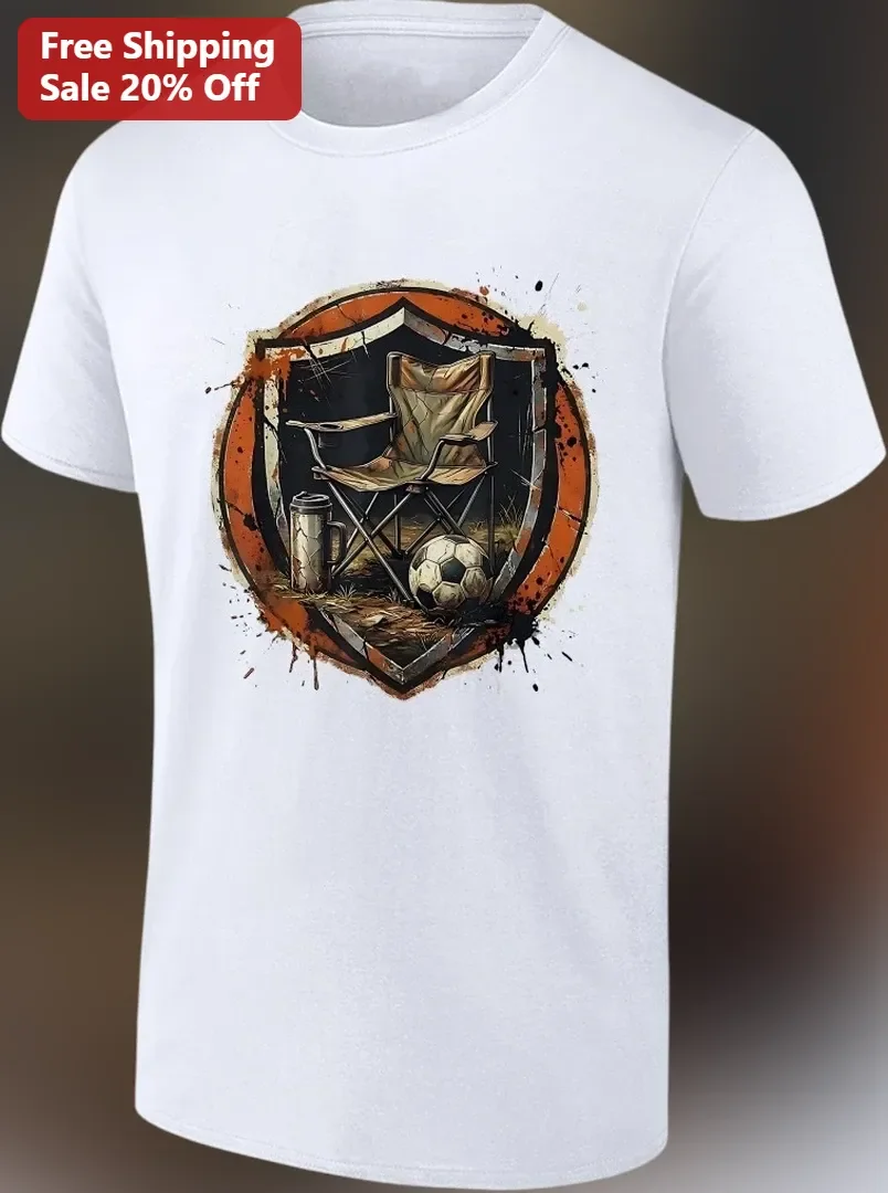 Camping Chair Soccer Shield Graphic Tee for Youth Soccer Dad Sideline Gift