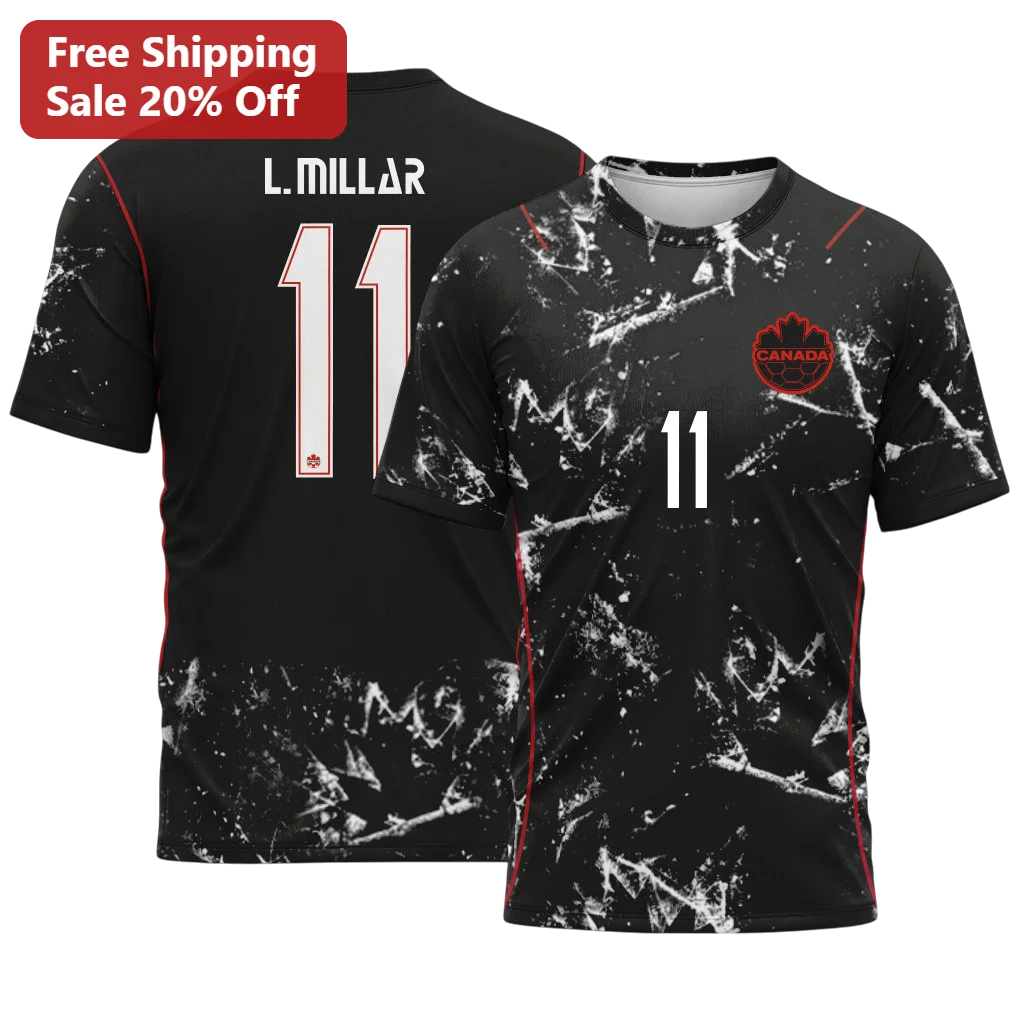 Canada Jersey Soccer National Team Kit Black Shattered Glass Pattern Custom Name Number Men Women Gift