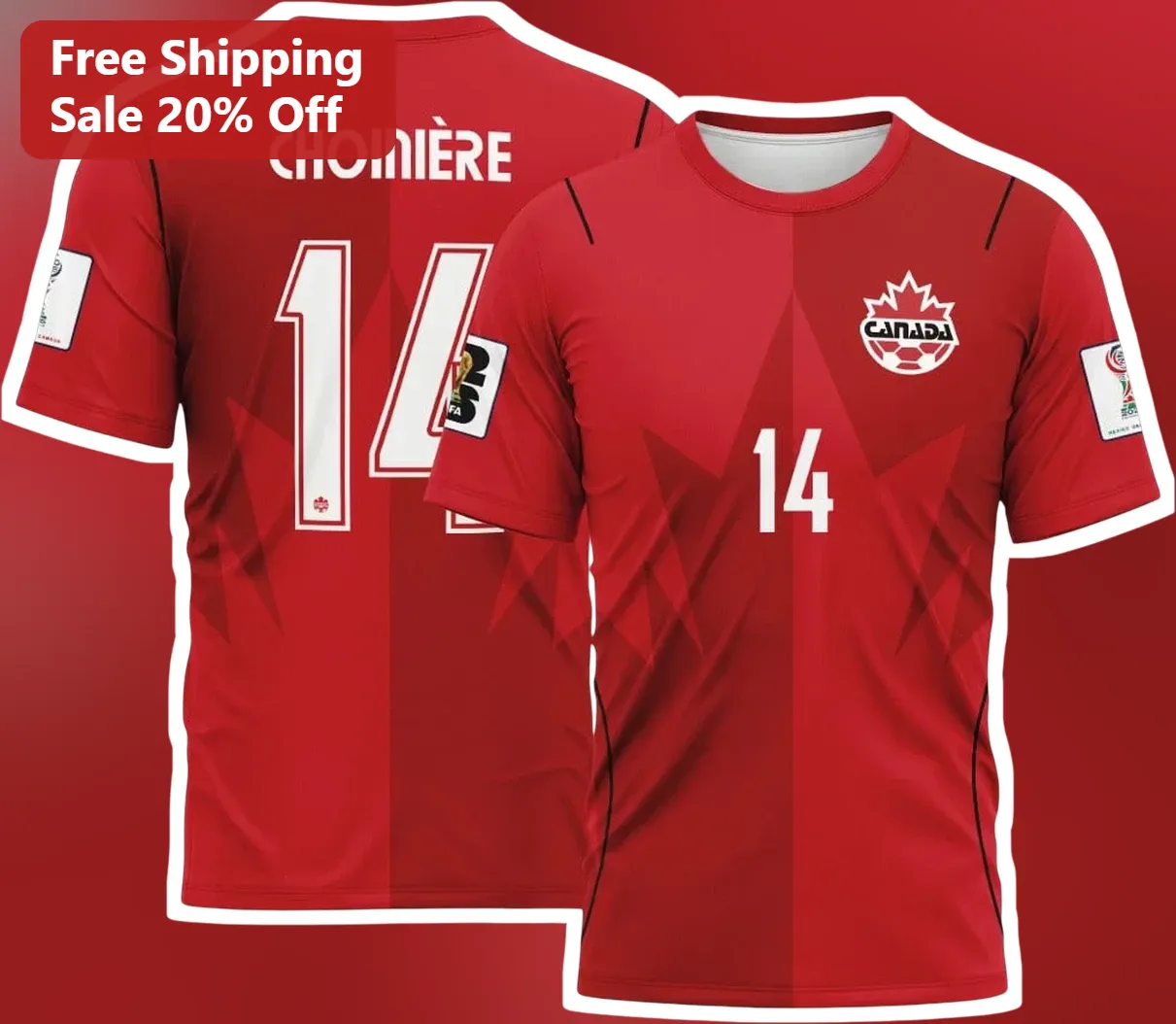Canada Soccer Jersey Mockup Tee Personalized Custom Name Number Fan Gift