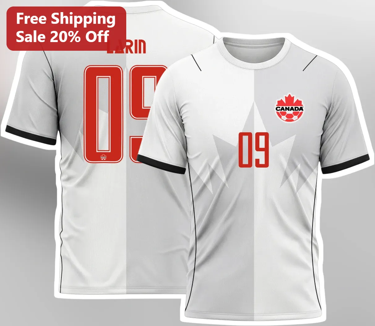 Canada Soccer Jersey Style Tee Canadian Maple Leaf National Team Shirt Gift for Men Women