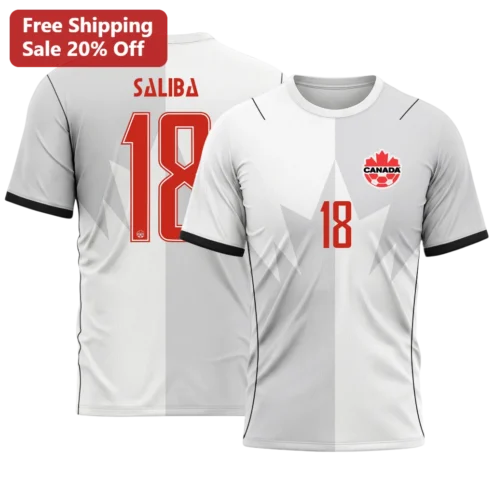 Canada Soccer Jersey Tee William Saliba Maple Leaf Fan Gift