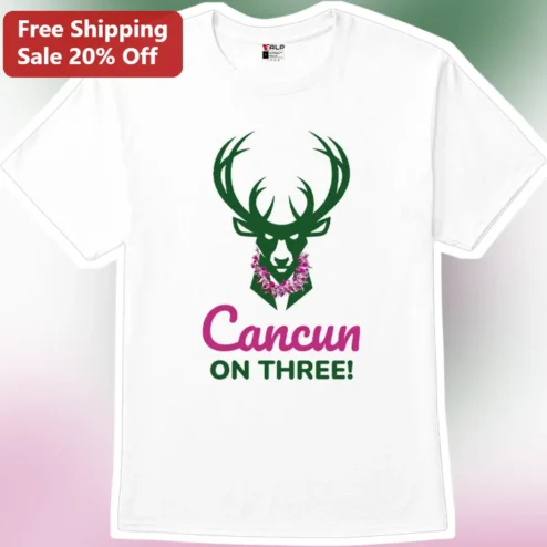 Cancun On Three! Stag Lei Graphic Tee Bachelorette Party Girls Trip Vacation Shirt