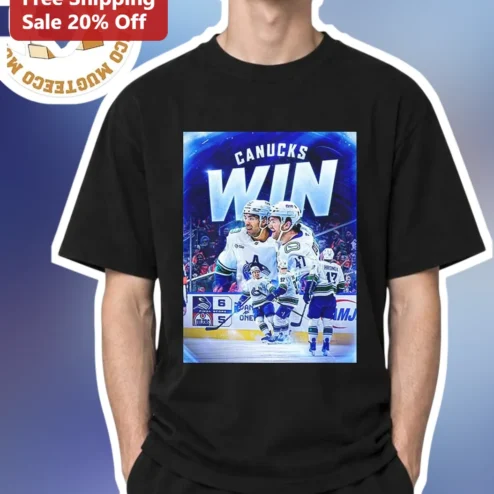 Canucks Win Tee Vancouver Canucks Victory Celebration Graphic T-Shirt for Hockey Fans