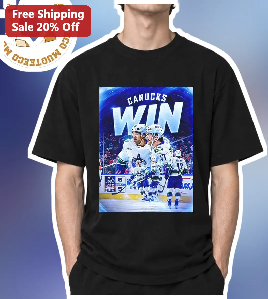 Canucks Win Tee Vancouver Canucks Victory Celebration Graphic T-Shirt for Hockey Fans