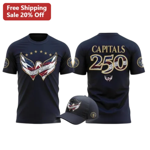 Capitals Tee America 250th Anniversary Patriotic Eagle Graphic T-Shirt for Men Women