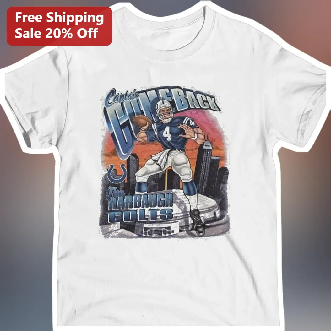 Captain Comeback Jim Harbaugh Colts Vintage NFL Quarterback Graphic Tee