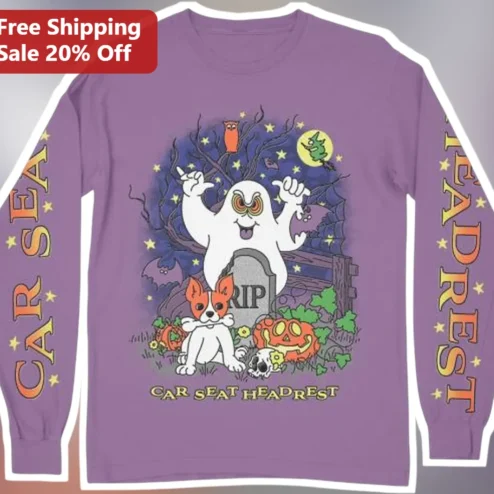 Car Seat Headrest Tee Retro Halloween Ghost Graphic Long Sleeve Shirt Indie Rock Merch