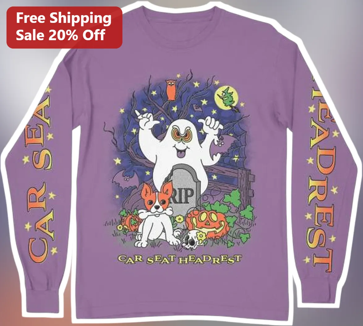 Car Seat Headrest Tee Retro Halloween Ghost Graphic Long Sleeve Shirt Indie Rock Merch