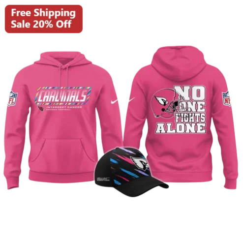 Cardinals No One Fights Alone Hoodie Arizona Cardinals Fan Gear Pink Pullover