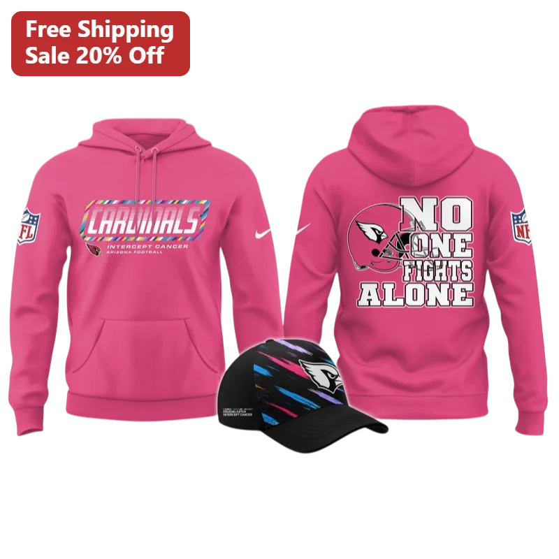 Cardinals No One Fights Alone Hoodie Arizona Cardinals Fan Gear Pink Pullover