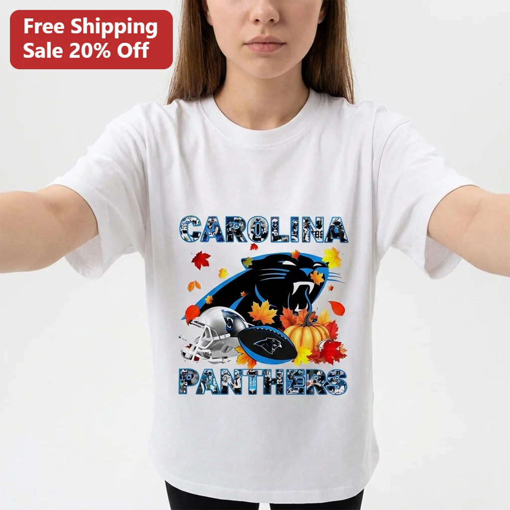 Carolina Panthers Fall Football Graphic Tee, Autumn Pumpkin Game Day Fan Shirt