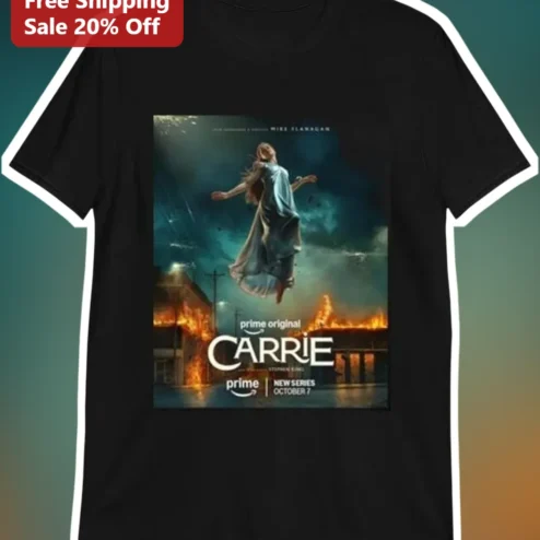 Carrie Stephen King Horror Movie Tee Black Telekinesis Graphic Shirt