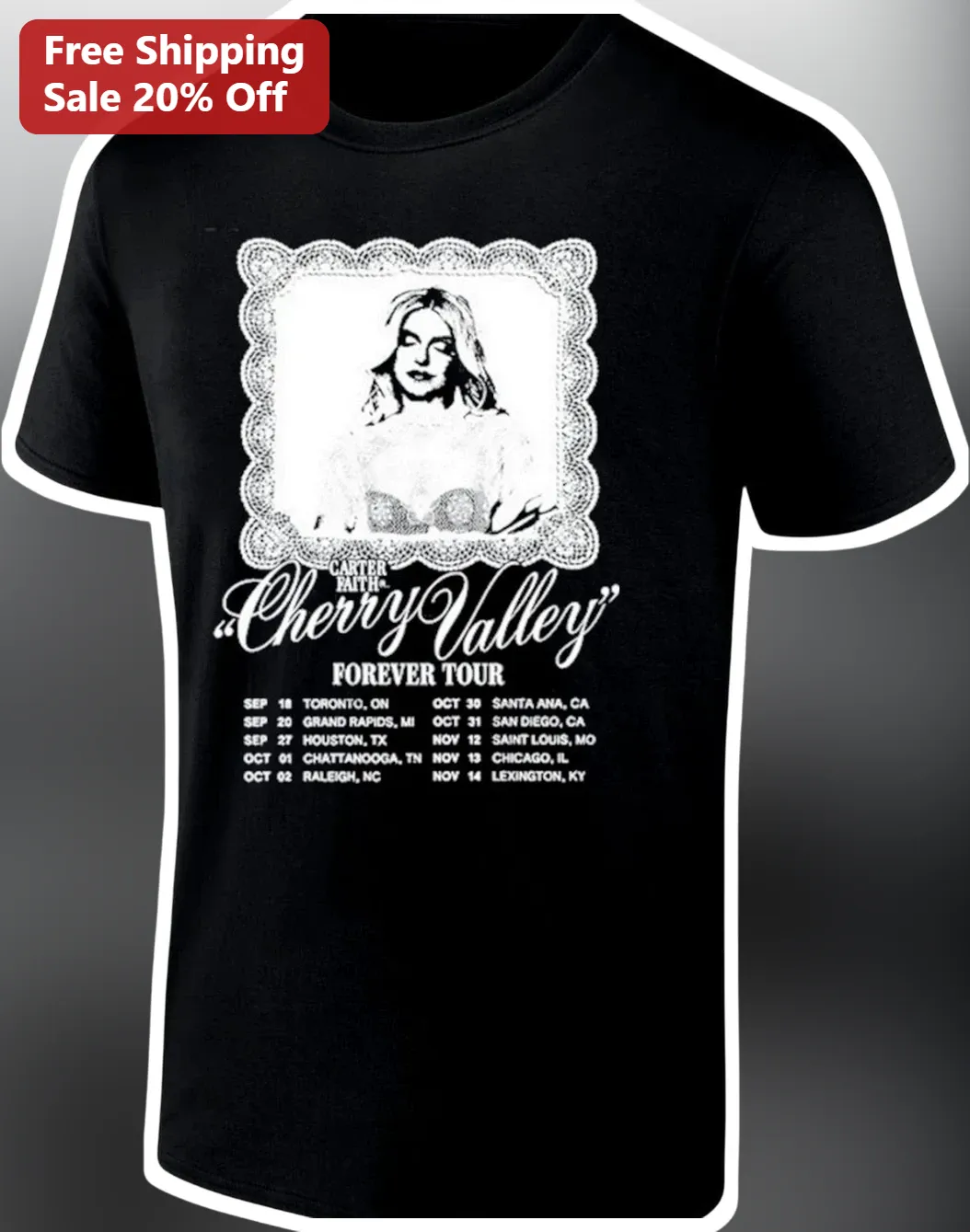 Carter Faith Cherry Valley Forever Tour Tee Vintage Country Music Merch