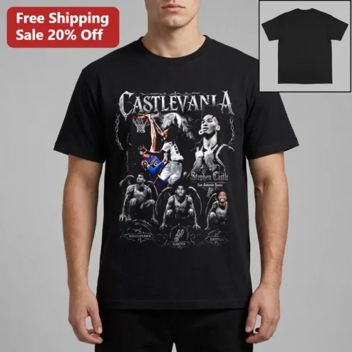 Castlevania Tee Vintage 90s San Antonio Spurs Gothic Basketball Shirt Gift for Fans