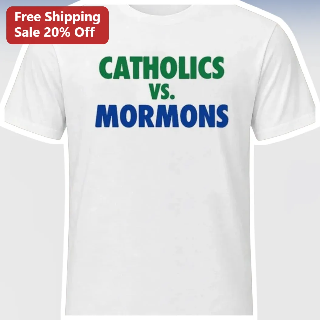 Catholics Vs. Mormons Tee Vintage 1992 College Football Rivalry Graphic T-Shirt for Men Women
