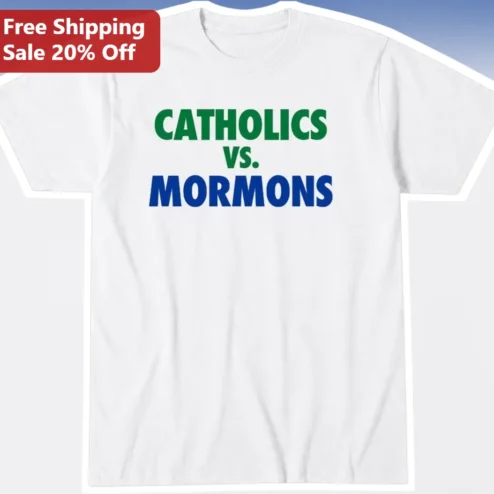 Catholics vs Mormons Tee Vintage 1992 Football Game Graphic T-Shirt Funny Religious Humor Gift