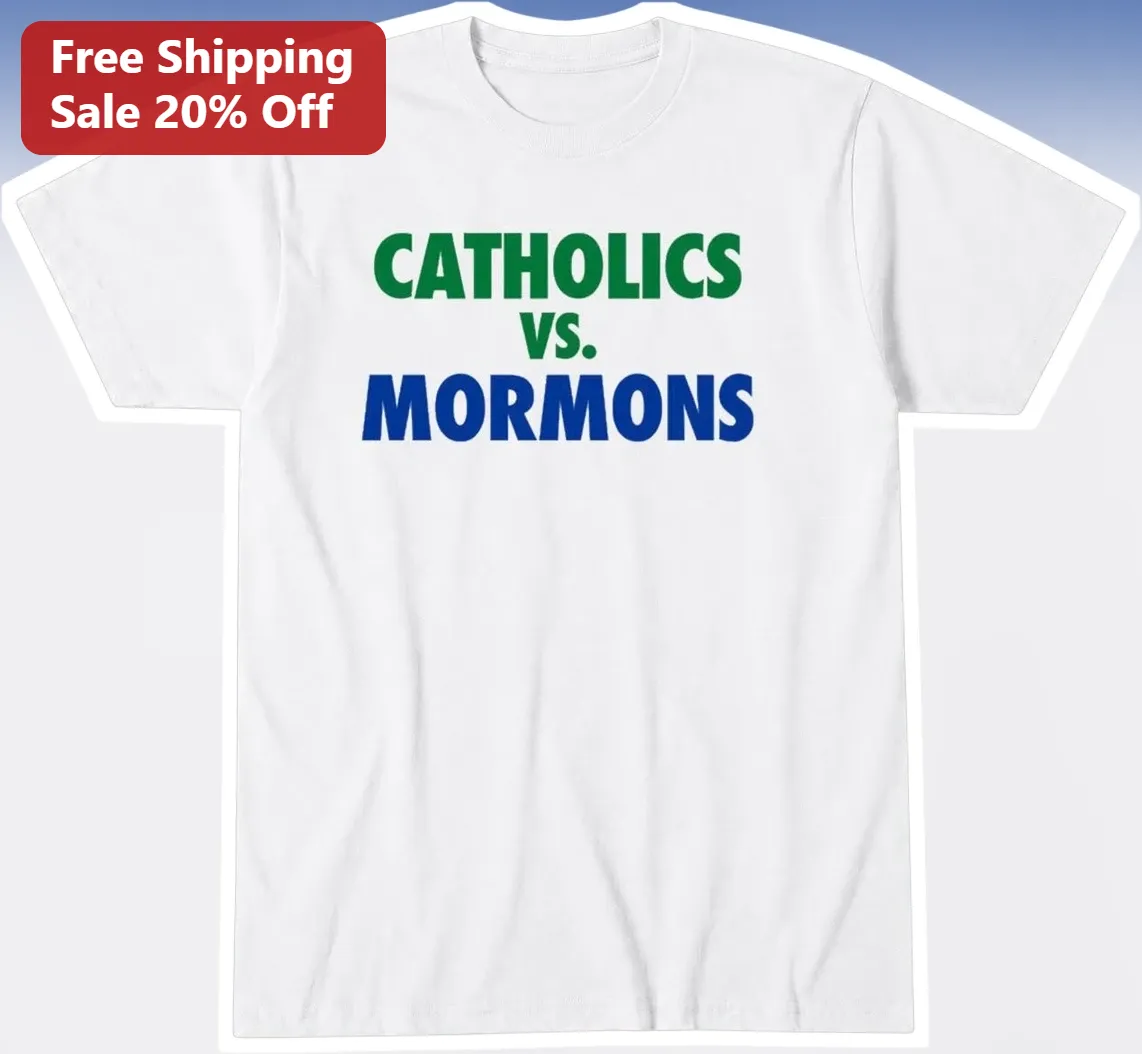Catholics vs Mormons Tee Vintage 1992 Football Game Graphic T-Shirt Funny Religious Humor Gift